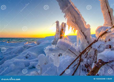 Ice Formations on the Coast of Lake Michigan Stock Photo - Image of ...