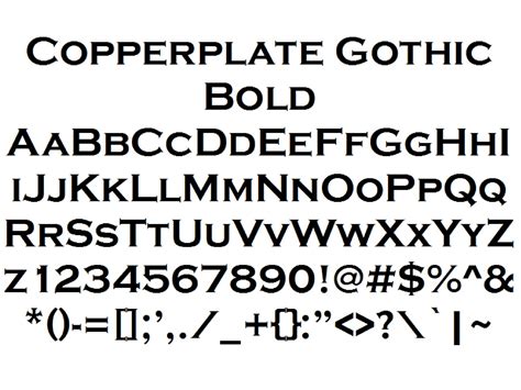 Font Alphabet Styles: Copperplate Gothic Bold