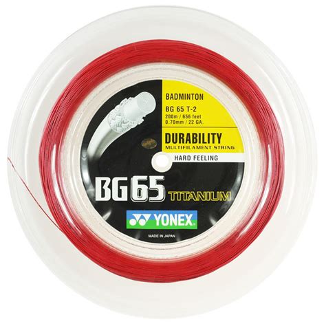 Yonex BG 65 Ti Badminton String Red - 0.7mm 200m Reel — Badminton HQ