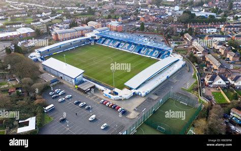 Aerial view of A.F.C. Telford United, New Bucks Head Stadium ...