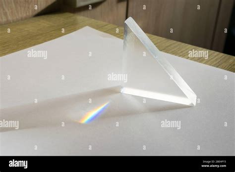 Sunlight travels through a prism. Breaking and dispersion of light in a ...