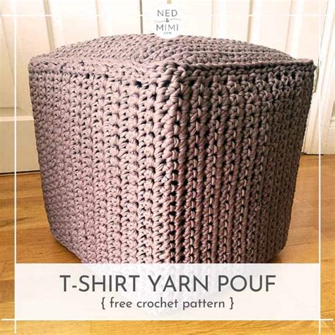 Crochet T-Shirt Yarn Pouf using IKEA DRÖNA boxes | Ned & Mimi