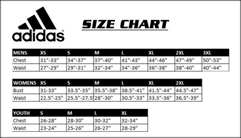 Adidas Size Chart Cm