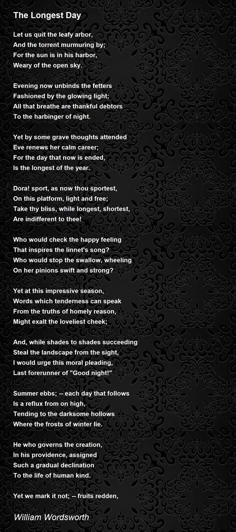 The Longest Day Poem by William Wordsworth - Poem Hunter