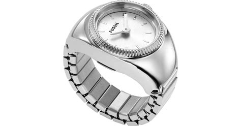 Fossil Ring Watch Two-hand Silver-tone Stainless Steel Bracelet Watch ...