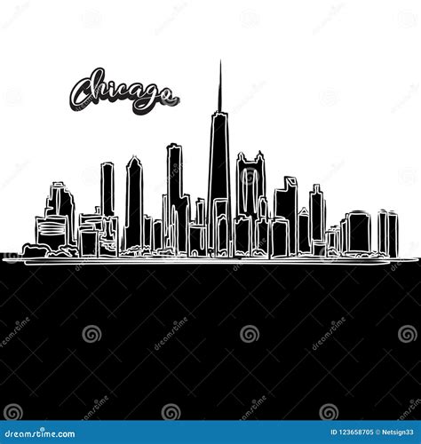 Chicago Skyline Outline Sketch