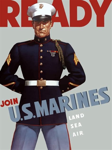 Digitally restored war propaganda poster. This Marine Corps recruiting ...