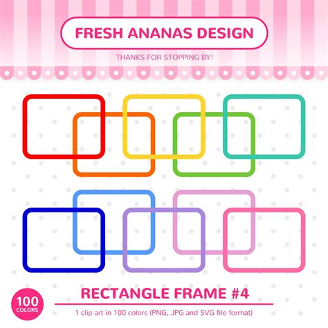 100 Colors Clip Art: Rectangle Frame 4 100 Colors Frames | Etsy