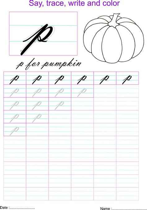 Cursive small letter p worksheet | Cursive small letters, Cursive ...