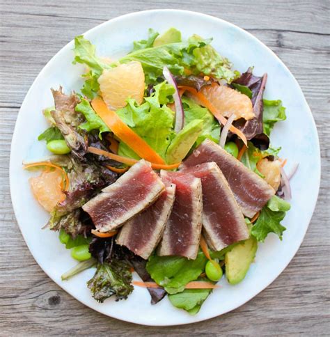 Seared Ahi Tuna Salad with Citrus Ginger Dressing- Domesticate ME!