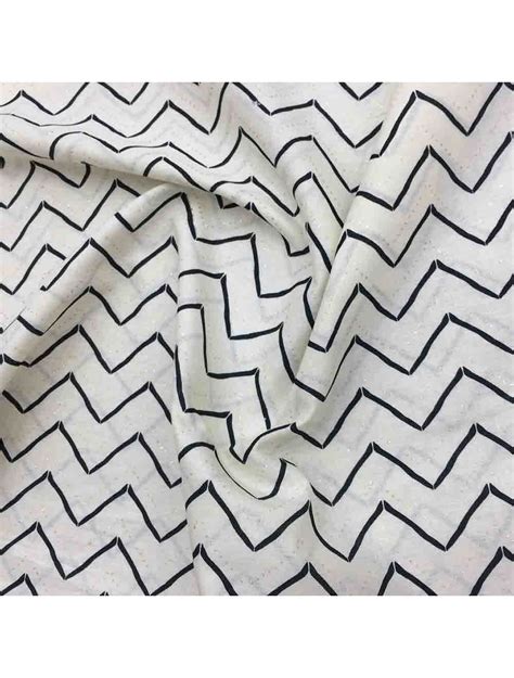 White Cotton Fabric with Stripes Print | Saroj Fabrics