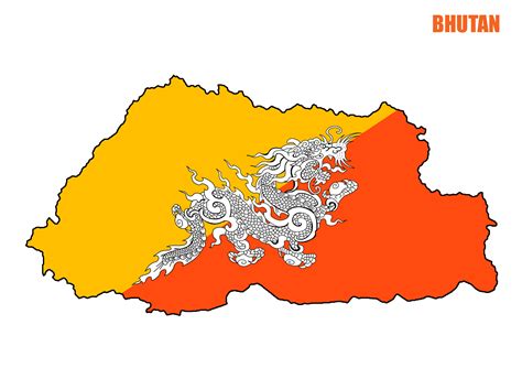 Map of Bhutan with flag | Clipart Nepal