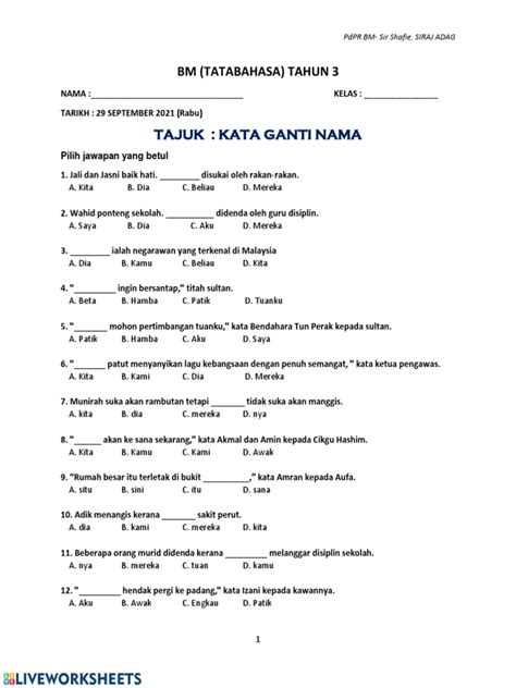 Kata Ganti Nama Diri | PDF