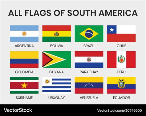 Flags all south america countries Royalty Free Vector Image