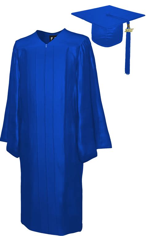 SHINY ROYAL BLUE CAP & GOWN HIGH SCHOOL GRADUATION CAP & GOWN SET ...