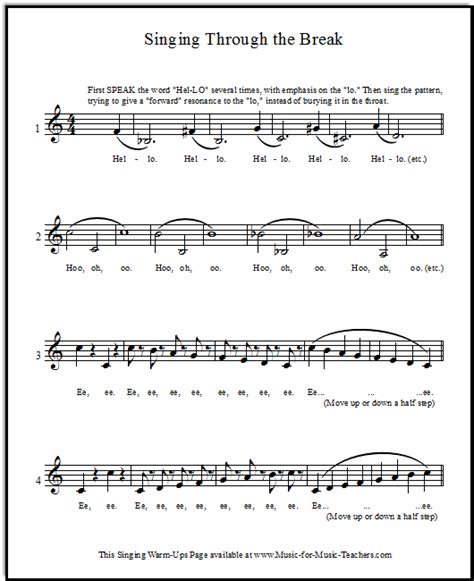 Vocal Warm-Up Exercises for Bridging Head to Chest Voice