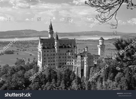 Graphical Aerial View Neuschwanstein Castle Schloss Stock Photo ...