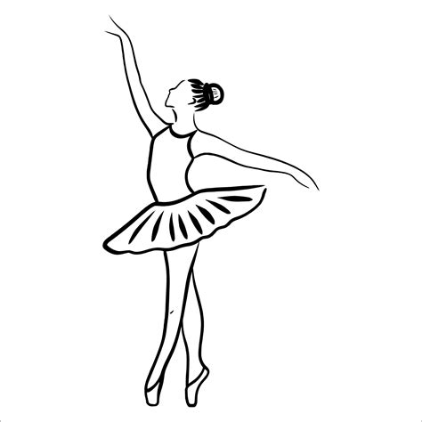 ballerina. black and white outline. dancer silhouette. vector 11203311 ...