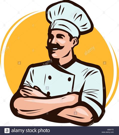 Cook, chef logo or label. Restaurant concept. Cartoon vector ...