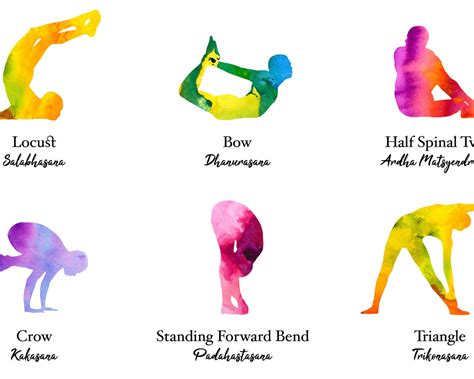 12 Yoga Poses With English and Sanskrit Names, Yoga Print, Yoga Asana ...