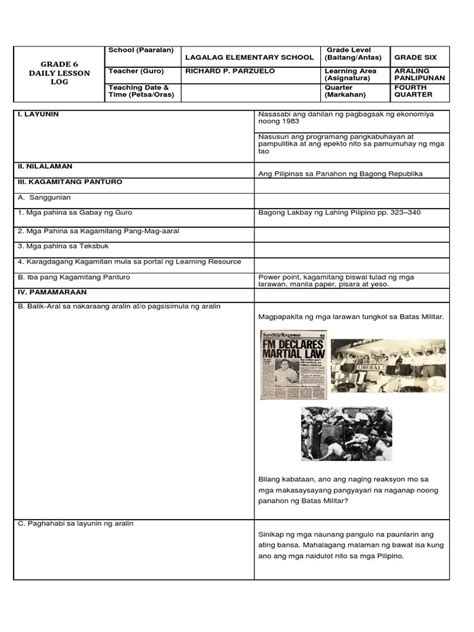 Lesson Plan Araling Panlipunan Sample Riset | Images and Photos finder