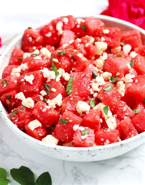 Watermelon Salad with Feta and Mint | 3 Yummy Tummies