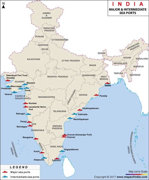 Map of Major Sea Ports in India