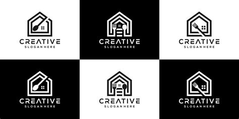 Premium Vector | Creative food shop logo icon set combined art line ...