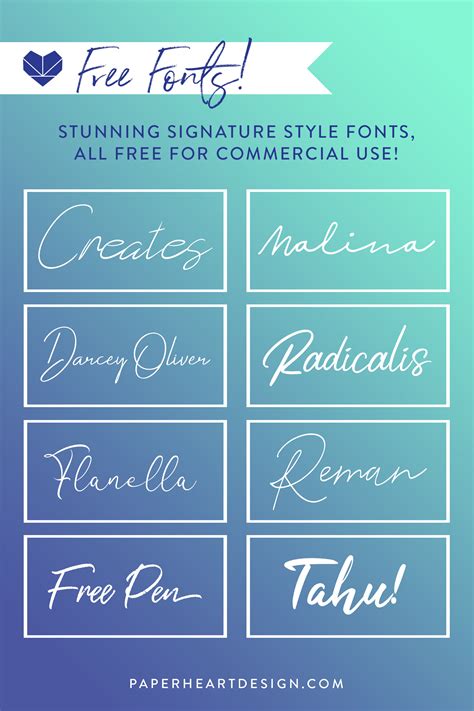 Free Fonts: Signature Style — Paper Heart Design