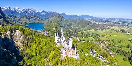 Schloss Neuschwanstein castle aerial view architecture - Royalty free ...