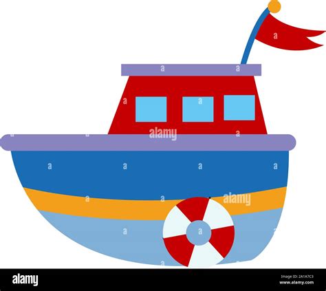 Blue boat, illustration, vector on white background Stock Vector Image ...