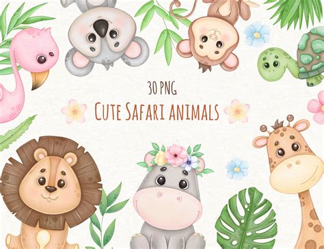 Safari Clipart Safari Baby Shower Clipart Safari Animals Clipart Jungle ...