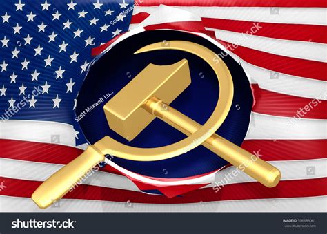 American Flag Hammer Sickle 3d Illustration Stock Illustration ...