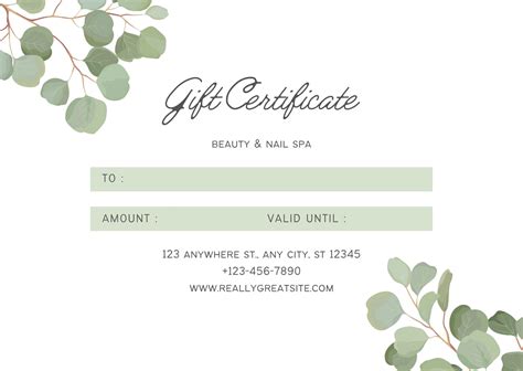 Printable Spa Gift Certificates