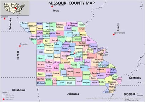 Missouri County Map with List of 114 Counties