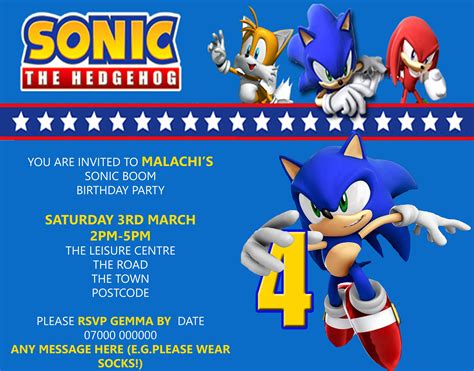 Sonic Invitation Personalised, Any Age Digital Download - Etsy