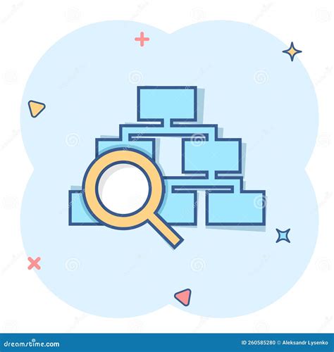 Hierarchy Diagram Icon in Comic Style. Structure Search Cartoon Vector ...