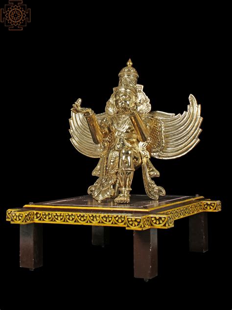 49" Large Garuda - Vahana of Lord Vishnu in Brass on Wooden Pedestal ...