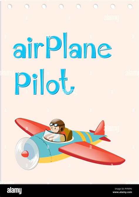 Flashcard with pilot and airplane illustration Stock Vector Image & Art ...