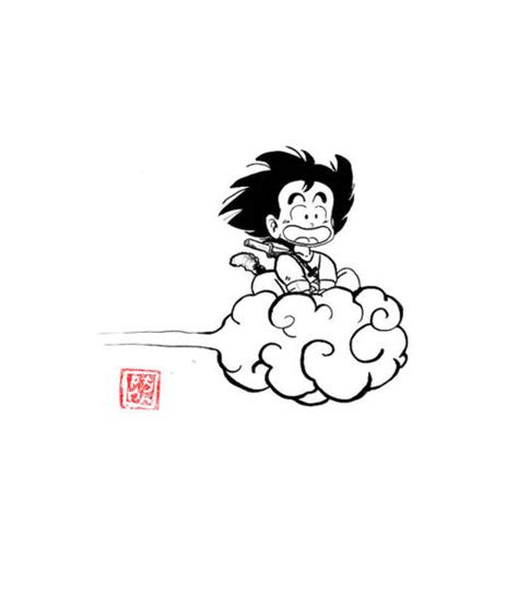 Kid Goku On Nimbus Drawing