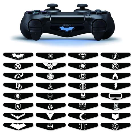 Set of 32 Super Hero LOGO PS4 Led Lightbar Light Bar Vinyl Decal Skin ...