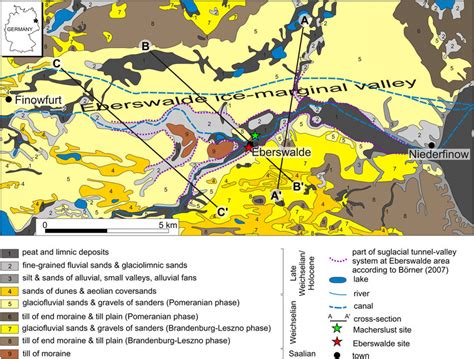 Study areas of Eberswalde and Macherslust (Eberswalde Valley) in the ...