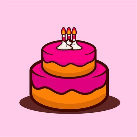 Premium Vector | Birthday cake cartoon vector design with 3 candles