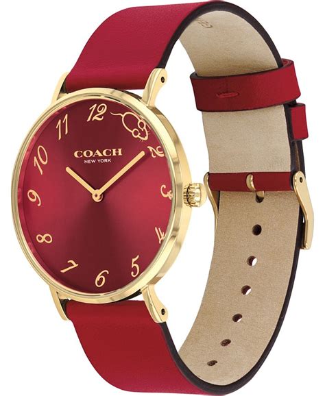 COACH Women's Perry Red Leather Strap Watch 36mm - Macy's