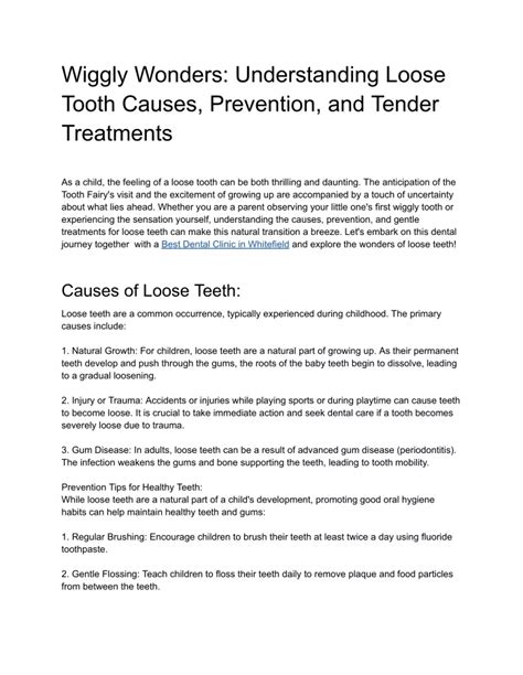 PPT - Wiggly Wonders_ Understanding Loose Tooth Causes, Prevention, and ...