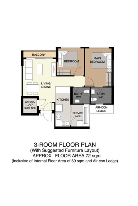 Hdb Bto 3 Room Flat Floor Plan - Home Alqu