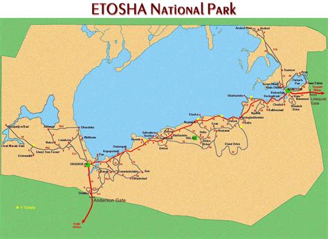 Etosha National Park Map - Namibia • mappery