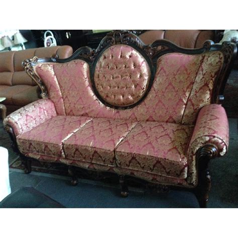 Antique Fabric Sofa w/ Solid Wood Frame - AptDeco