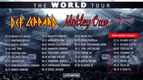 Motley Crue/Def Leppard w/ Alice Cooper 2023 NEW US TOUR DATES ADDED ...