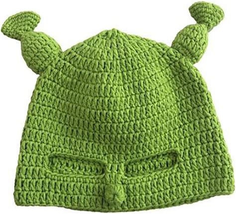 TYYYBS Shrek Hat, Hand-Woven Hat, Shrek Hat With Ears, Woolen Green ...